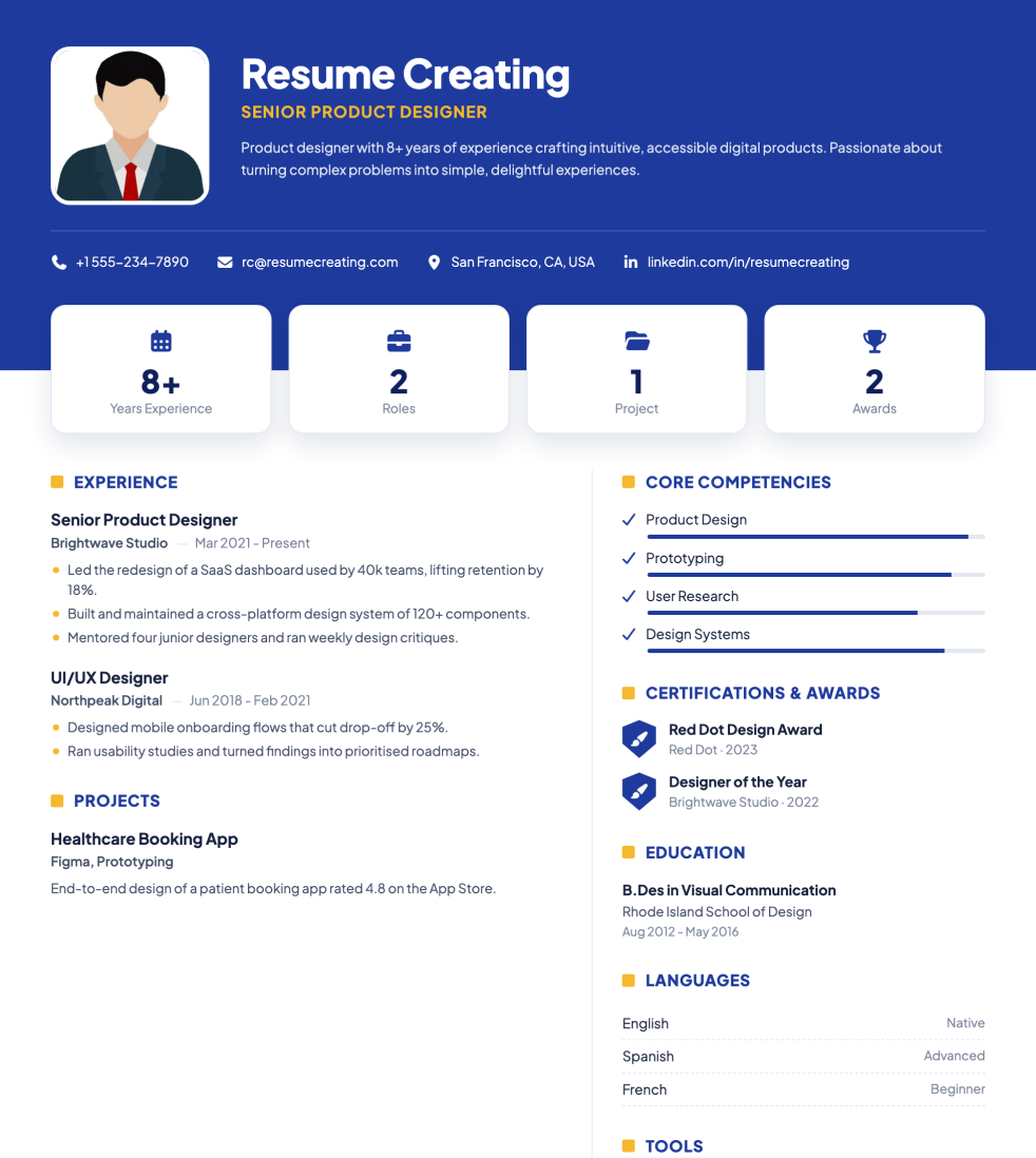 Royal Split resume template