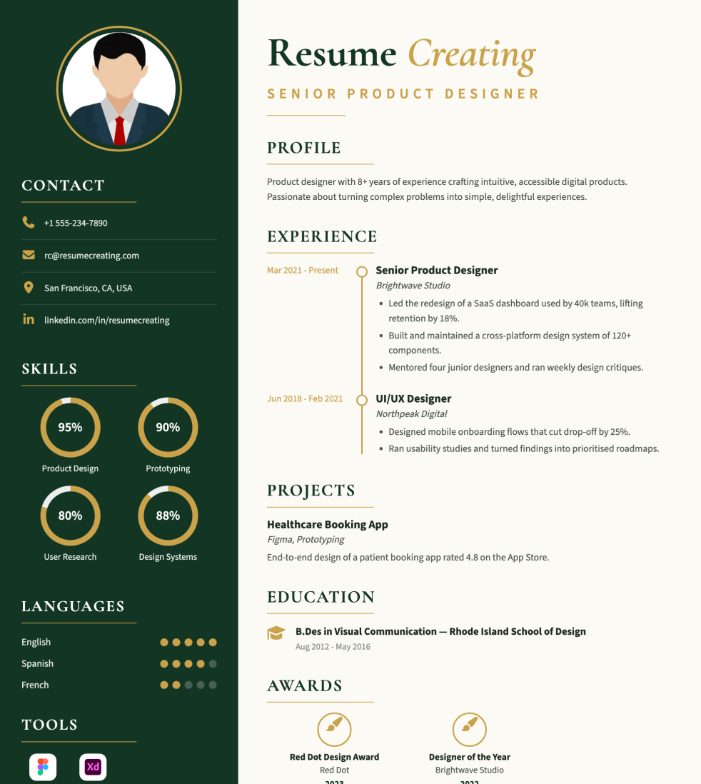 Forest Gold resume template