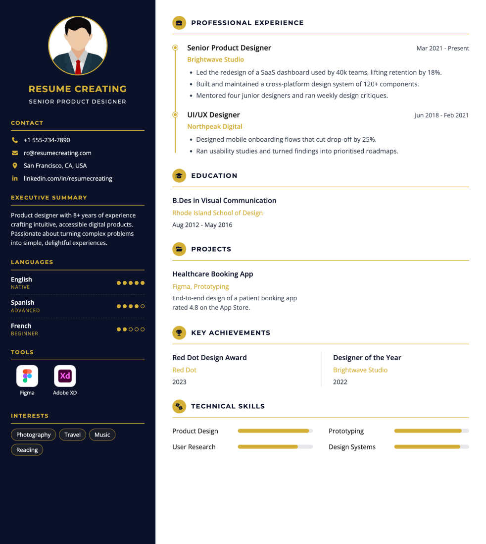Executive Gold resume template