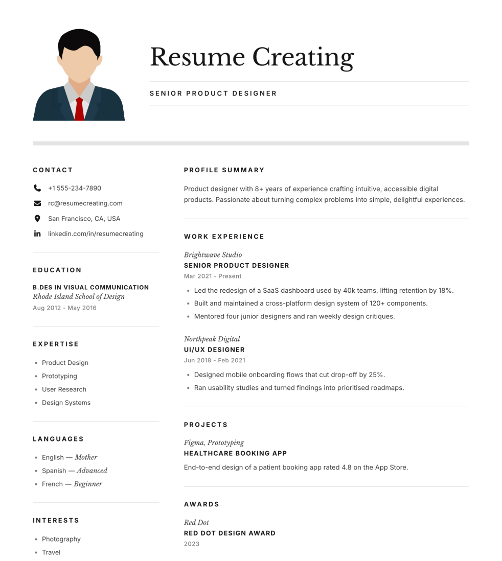 Elegant Serif resume template