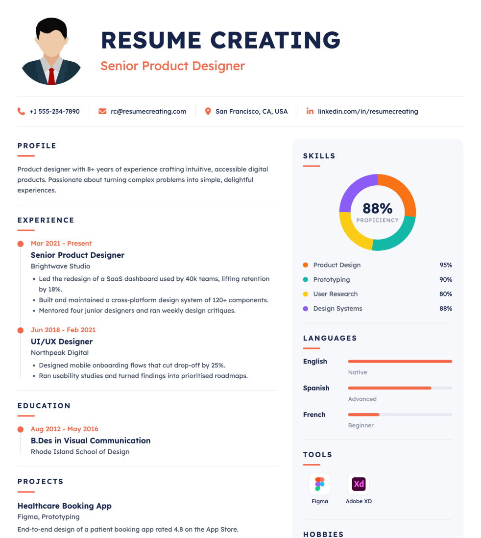 Clean Coral resume template