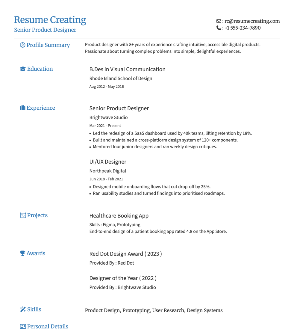 Serif Classic resume template