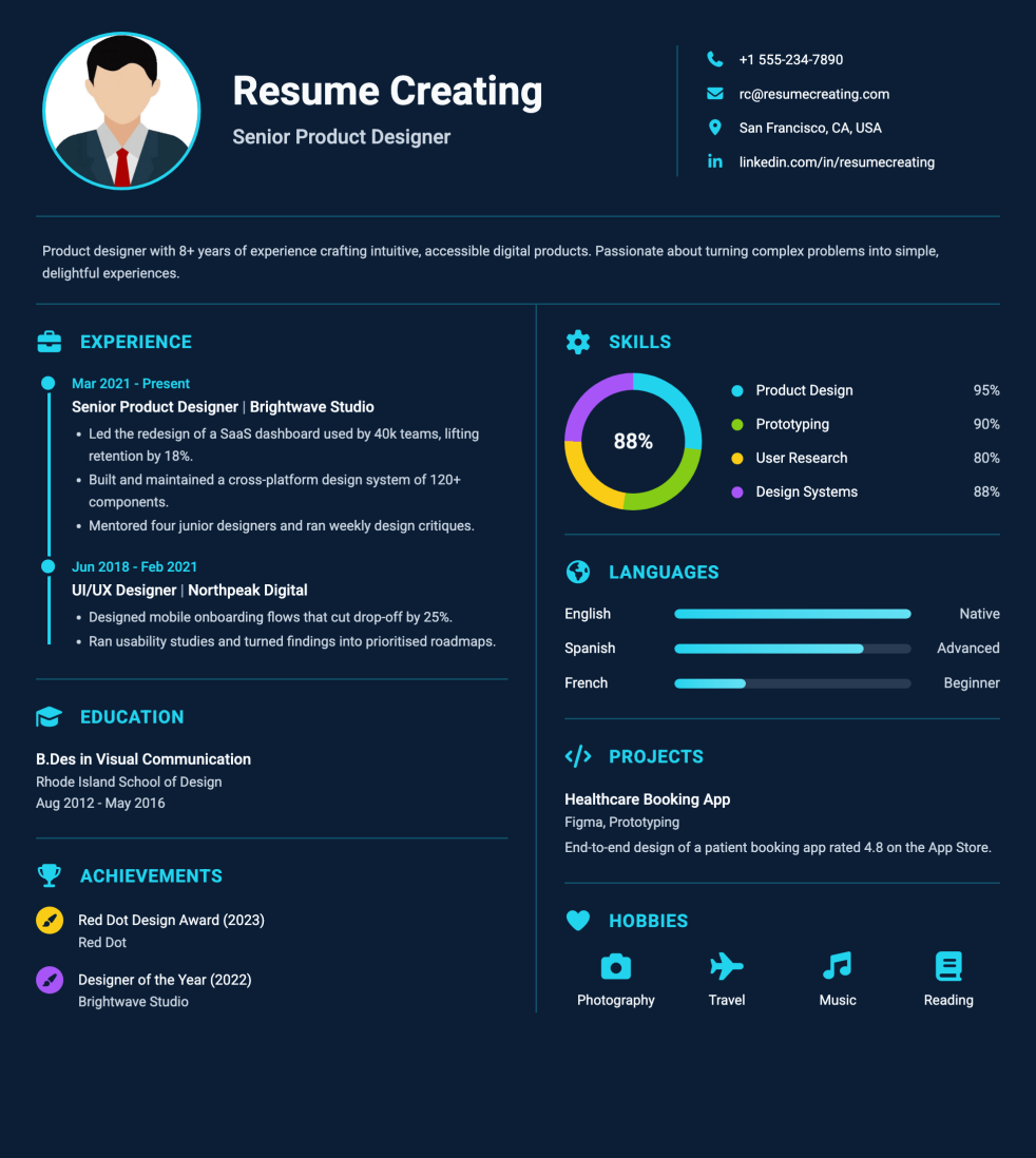 Cyan Pulse resume template