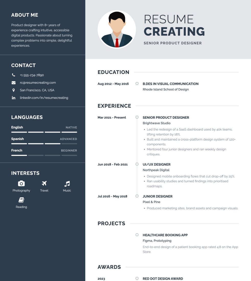Slate Timeline resume template preview